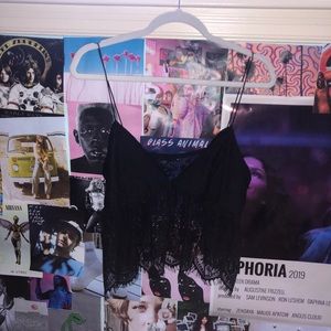 Italian black lace tank top